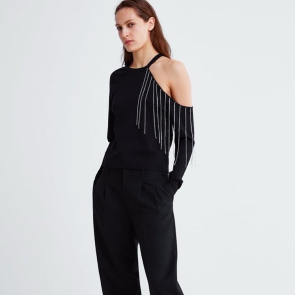 Zara Black Sweater with Silver Accents